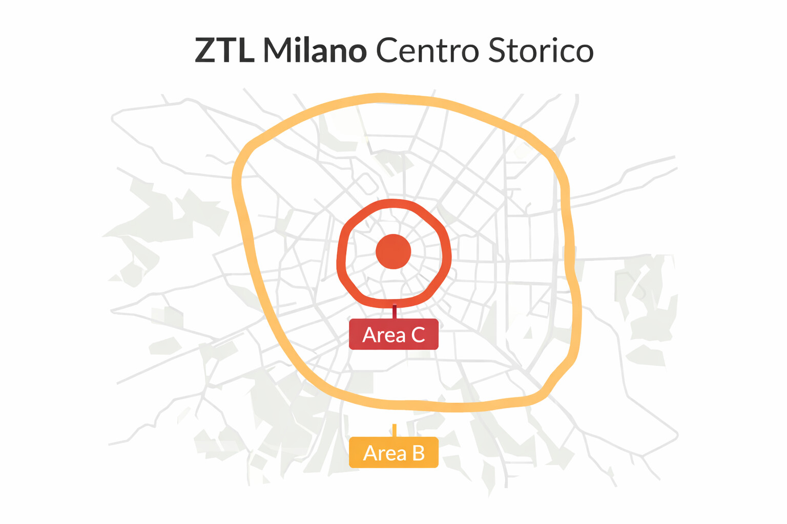 Centro storico di Milano con indicazione ZTL